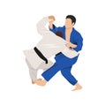 Athlete judoist, judoka, fighter in a duel, fight, match. Judo sport, martial art Royalty Free Stock Photo
