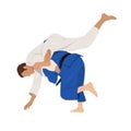 Athlete judoist, judoka, fighter in a duel, fight, match. Judo sport, martial art