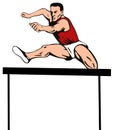 Athlete jumping the hurdle