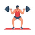 The athlete lifts the barbell. Weight in muscular hand. Bodybuilder in training.