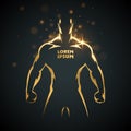 Athlete man gold silhouette on black background