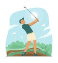 Athlete Man Playing Golf in Golf Course