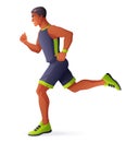 Athlete man running. Illustration isolated on white background.