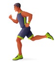 Athlete man running. Isolated vector illustration.