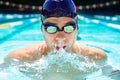 Athlete man, swimming pool and sport with splash, speed or exercise for wellness, health or fitness. Swimmer, closeup Royalty Free Stock Photo