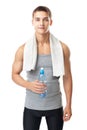 Athlete man with a water bottle Royalty Free Stock Photo