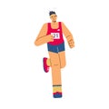 Athlete-marathoner at competition, cartoon flat vector illustration isolated. Royalty Free Stock Photo