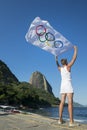 Athlete with Olympic Flag Rio de Janeiro Brazil