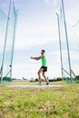 Athlete performing a hammer throw Royalty Free Stock Photo