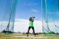Athlete performing a hammer throw Royalty Free Stock Photo
