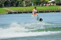 Athlete performing stunt during Rip Curl Singapore National Inter Varsity & Polytechnic Wakeboard Championship 2014