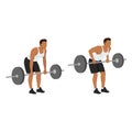 The athlete performs the bent-over rows exercise with barbell Royalty Free Stock Photo