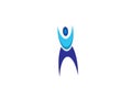 Athlete person put hands up in the air for logo design illustrator, sport icon