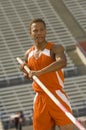 Athlete In Pole Vaulting Competition Royalty Free Stock Photo