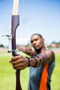 Athlete practicing archery