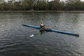 An athlete practicing rowing sports at Rabindra Sarobar lake Kolkata