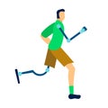 Athlete with Prosthesis Flat Vector Illustration