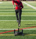 Athlete pulling a sled with weights Royalty Free Stock Photo