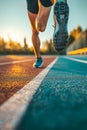 Athlete Pushing Limits on Track at Dawn Embracing the Power of Fitness and Dedication