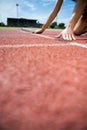 Athlete ready to start the relay race Royalty Free Stock Photo