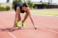 Athlete ready to start the relay race Royalty Free Stock Photo
