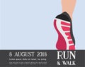 Athlete runner feet running or walking on road . running poster template. closeup illustration vector Royalty Free Stock Photo