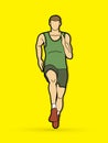 Athlete runner, A man runner running front view graphic vector. Royalty Free Stock Photo