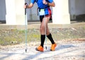 Athlete runner during the Nordic Walking training with the Nordi Royalty Free Stock Photo
