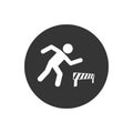 Athlete running hurdles vector white icon in flat