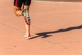 Athlete Running Rear Feet Shoes Closeup