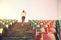 Athlete running on stairs. woman fitness jogging workout wellness concept.