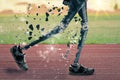 Athlete runs a marathon with prostheses -3D-Illustration