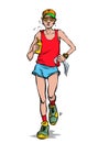 an athlete runs on the road in a marathon race. illustration