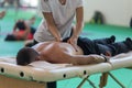 Athlete`s Back Professional Massage on Bed after Sport Fitness Activity