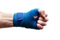 Athlete`s fist, a boxer bandaged with an elastic bandage Royalty Free Stock Photo