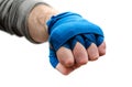 An athlete`s fist, a boxer bandaged with an elastic bandage Royalty Free Stock Photo