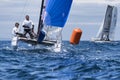 Athlete sailing on Formula 18 national catamaran race Royalty Free Stock Photo