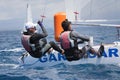 Athlete sailing on Formula 18 national catamaran race Royalty Free Stock Photo