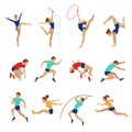 Athlete set isolated on white background. Olympic athletes vector illustration