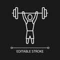 Athlete of short stature white linear icon for dark theme Royalty Free Stock Photo