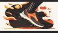 Athlete& x27;s sneakers close-up, runner& x27;s legs, generative Al.