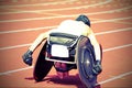 athlete on special wheelchair on the sport venue