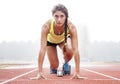 Athlete on the starting blocks Royalty Free Stock Photo