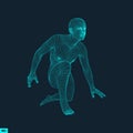 Athlete at Starting Position Ready to Start a Race. Vector Illustration