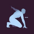 Athlete at Starting Position Ready to Start a Race. Runner Ready for Sports Exercise. Sport Symbol. Royalty Free Stock Photo