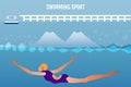 Swimming. Water sport equipment. Athlete activity in competition game. Royalty Free Stock Photo