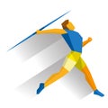 Athlete throwing the javelin on white background