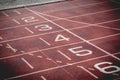 Athlete Track or Running Track with six numbers and lanes. Royalty Free Stock Photo