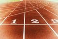 Athlete Track or Running Track with lane numbers 1 to 3 with sta