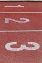 Athlete Track or Running Track with numbers 1 to 3. Royalty Free Stock Photo